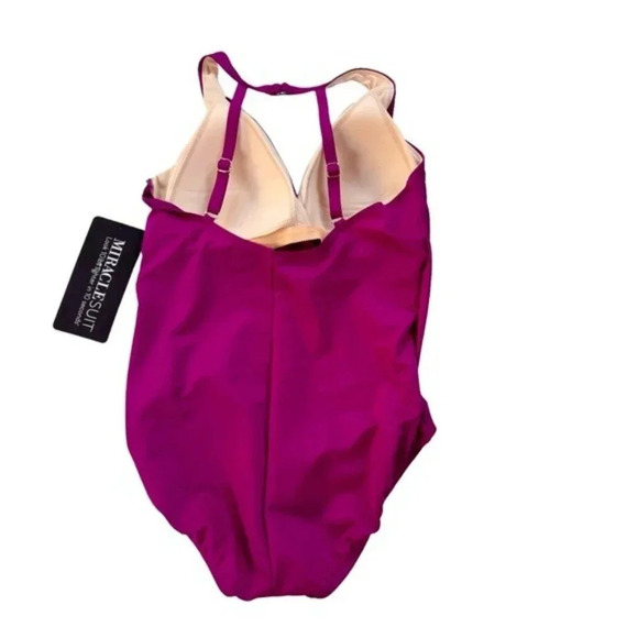 NWT MIRACLESUIT Tummy Control Rock Solid Wrapsody One Piece Swimsuit Size 16 - Picture 4 of 11